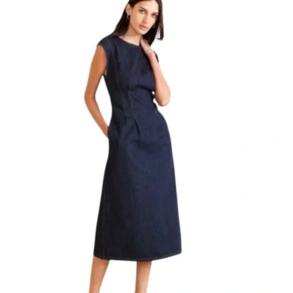 Banana Republic Lina Italian Denim Midi Dress | Size 4 - Picture 2 of 11